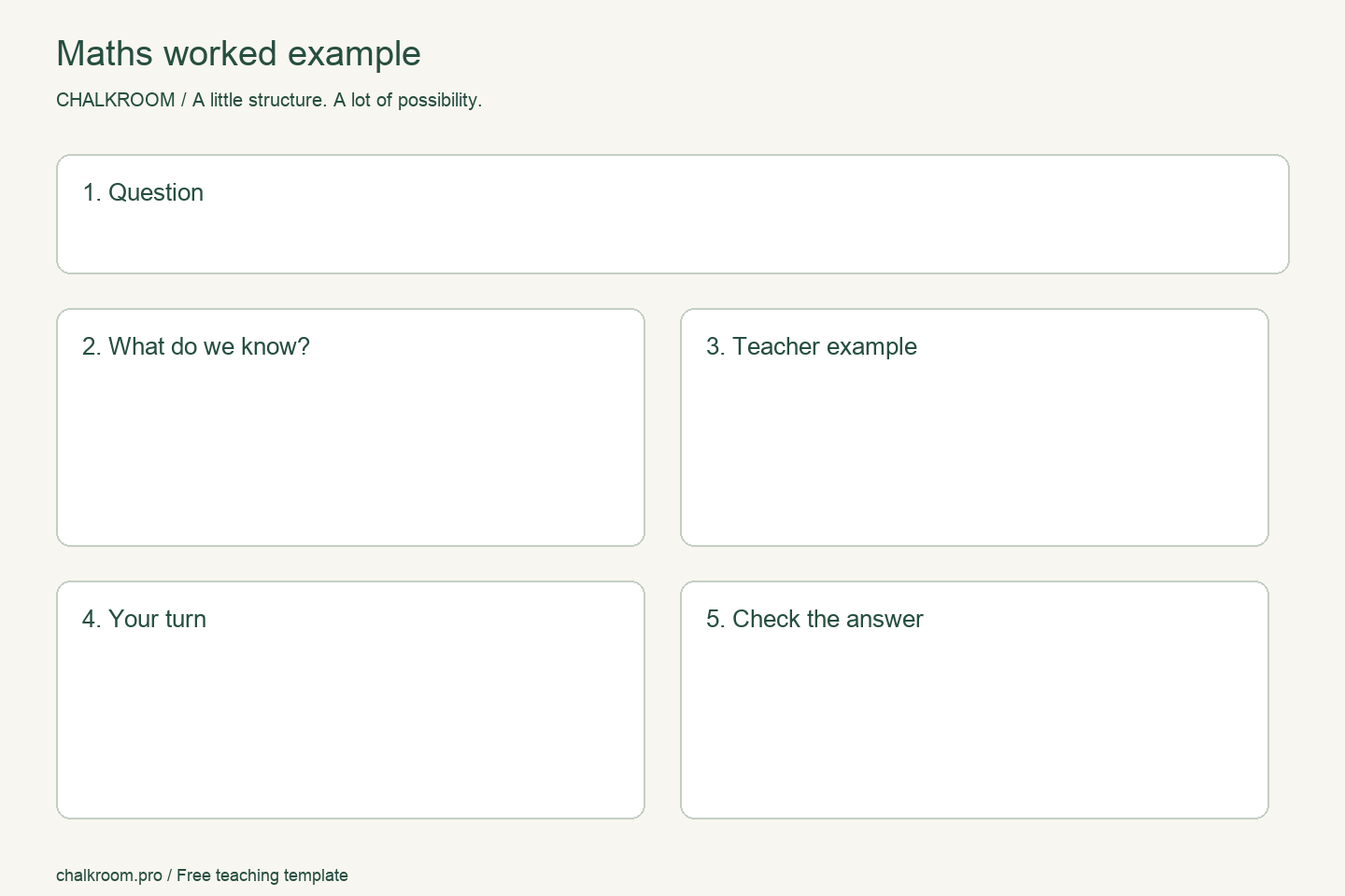 Maths worked example layout
