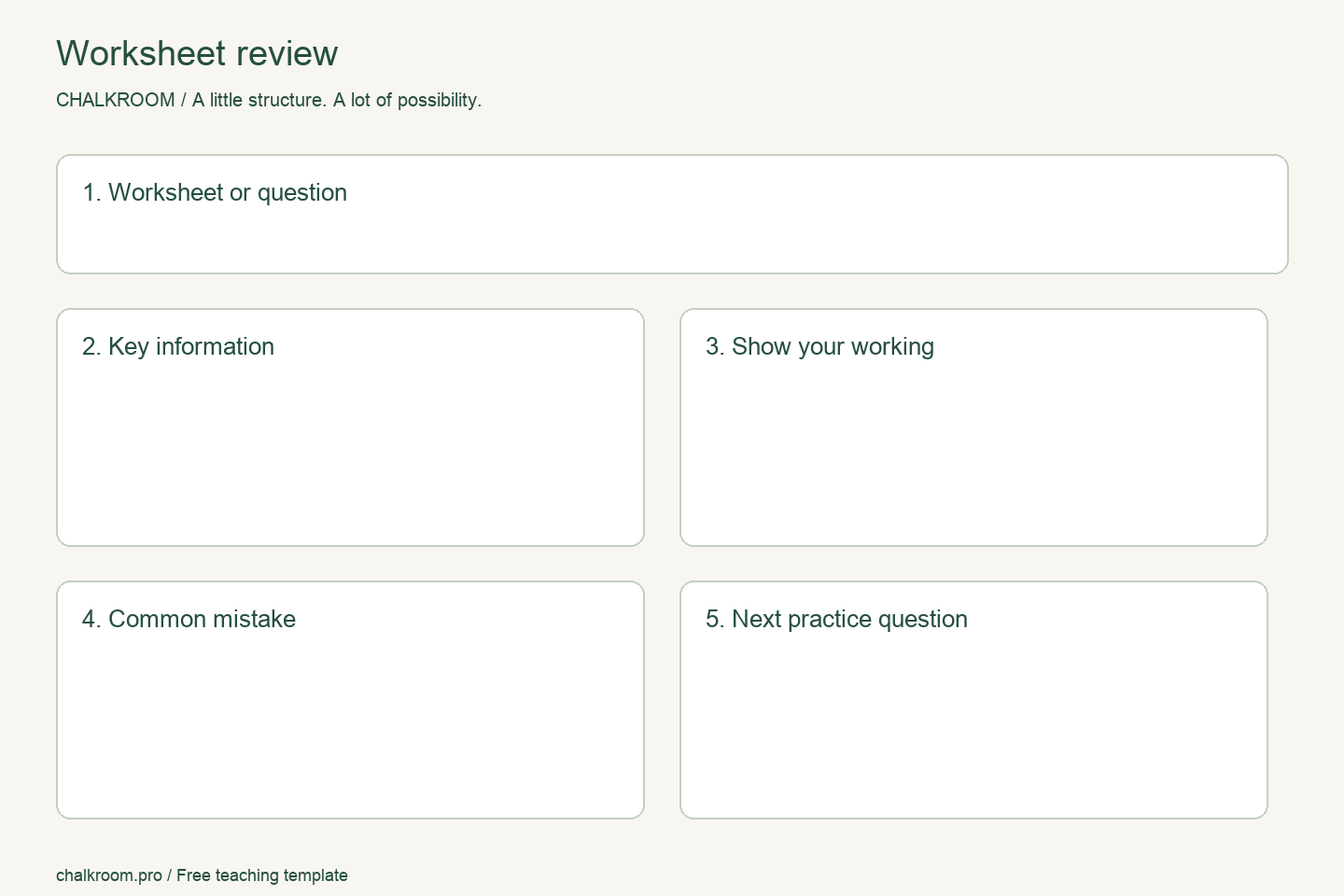 Worksheet review layout